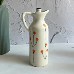 Ceramic Oil Dispenser With Lid With Floral Design